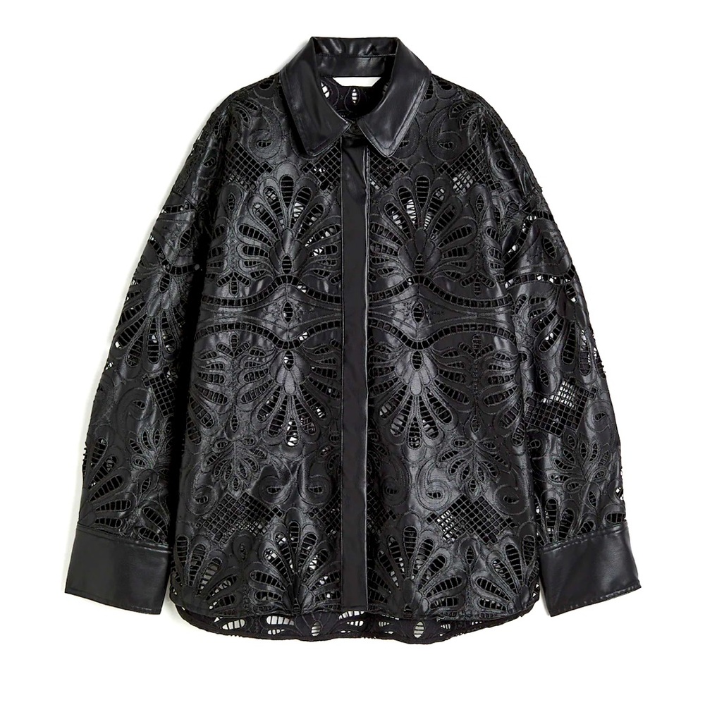 H&M A/W 2023
COATED EYELET EMBROIDERED SHIRT